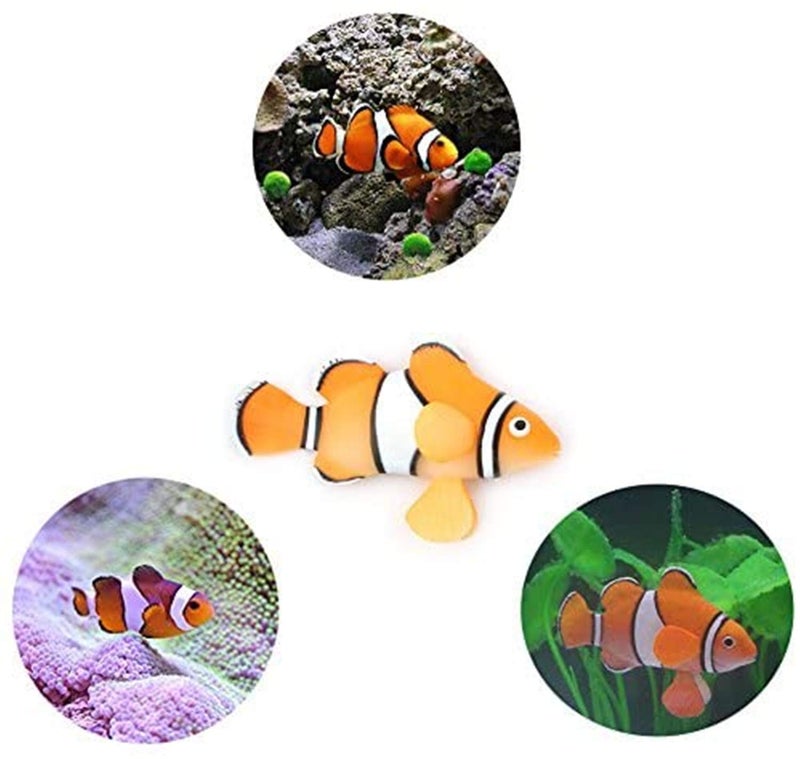XMHF 2 Pack Silicone Artificial Aquarium Floating Clownfish Decoration Fish Tank Decor Underwater Saltwater Fake Fish Glowing Ornament - Image 4